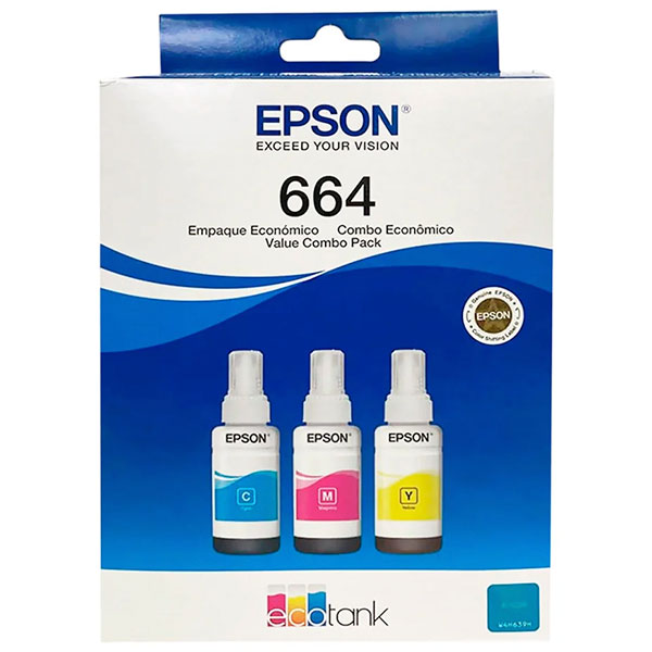 Epson-T664-Pack3-70ml_1 Epson T664 - Paquete de 3 - 70 ml- amarillo, cián, magenta - original - recarga de tinta - Imagen 1