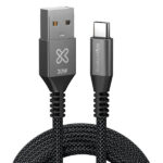 Klip Xtreme - USB cable - 24 pin USB-C- 9 pin USB Type A - 3 m - Black - 30W Braided Fast charging - Imagen 2